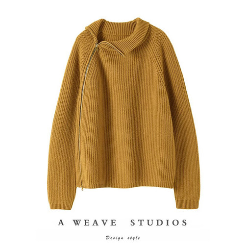 萨琪尼立领羊绒拉链毛衣