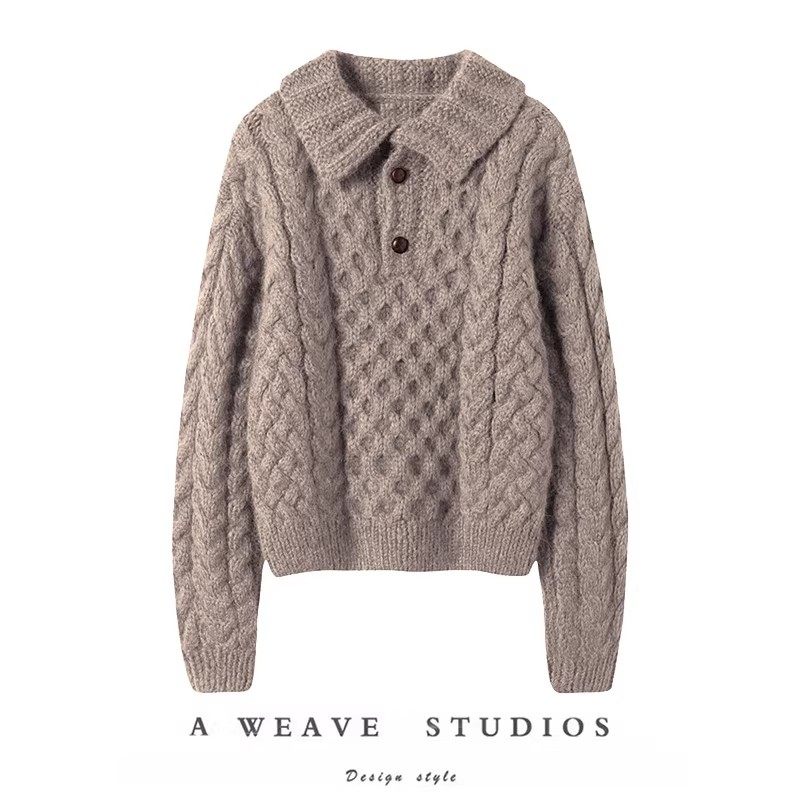 上身气质高档~2025新款100%山羊绒女绞花经典POIO领设计羊绒毛衣,女装/女士精品,羊绒衫,淘宝优惠券,粉丝福利购,淘宝优惠卷