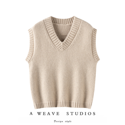 V领羊绒背心无袖坎肩马甲
