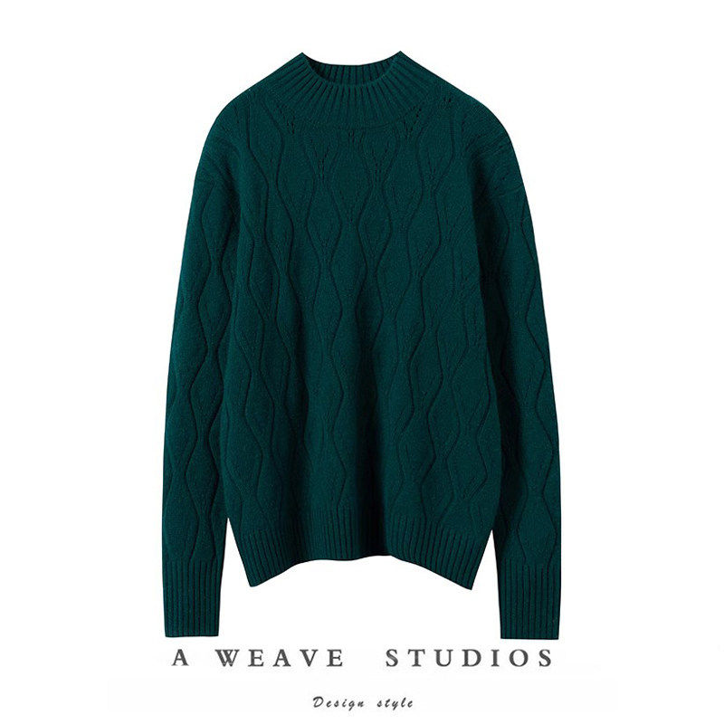 抓心窝的美！重磅加厚 菱格半高领羊绒衫女纯羊绒毛衣宽松慵懒风,女装/女士精品,羊绒衫,淘宝优惠券,粉丝福利购,淘宝优惠卷