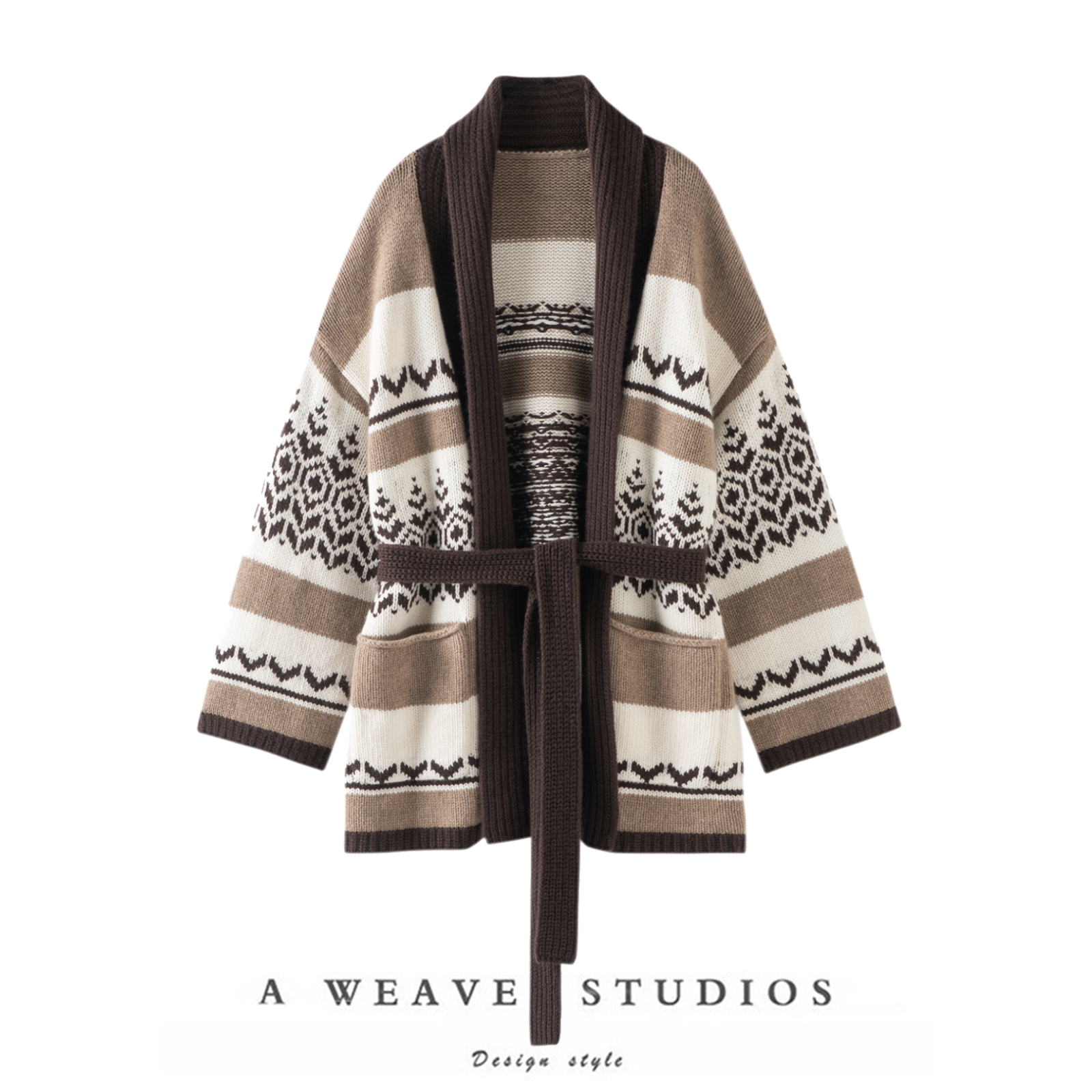 精致气质感~爱尔兰深冬系列100%羊绒费尔岛提花重磅针织开衫外套