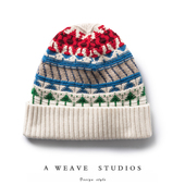 全羊绒节日费尔岛提花圆领针织秋冬套衫 漫不经心 美 帽子围脖女