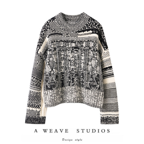 新款休闲费尔岛纹理提花百分百