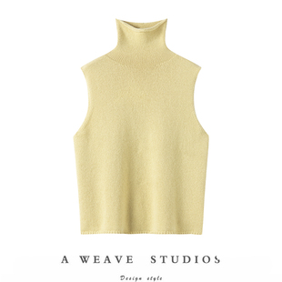 傲娇之作 2色 气质橔领宽松加厚羊绒背心微卷边套头羊绒坎肩马甲