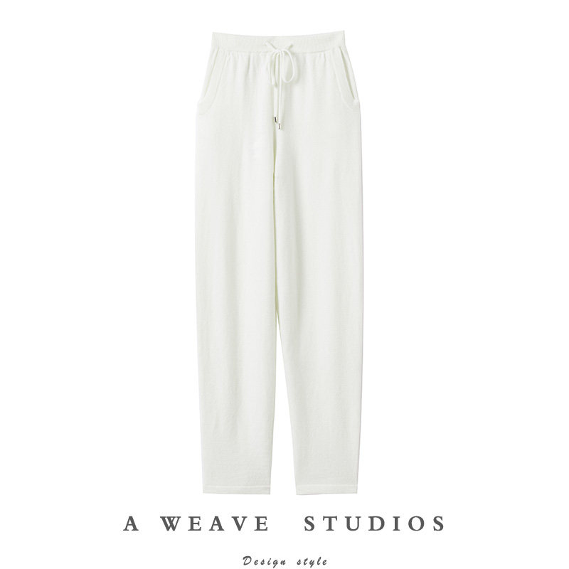 心动强推！洒脱又洋气帅帅的白纯羊绒裤子女外穿秋冬微垮裤卫裤