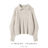 用品质说话 针织上衣 POLO领套头宽松冬款 100羊绒衫 女衬衫