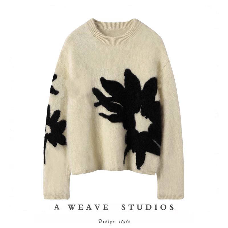 绣花简雅百搭女羊绒针织毛衣