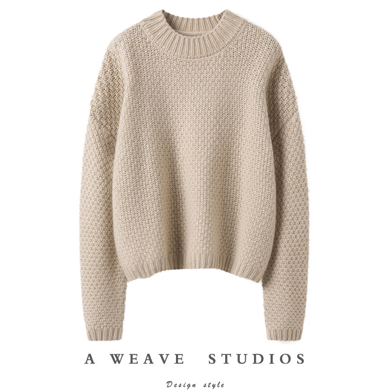 手织女加厚长袖羊绒针织毛衣