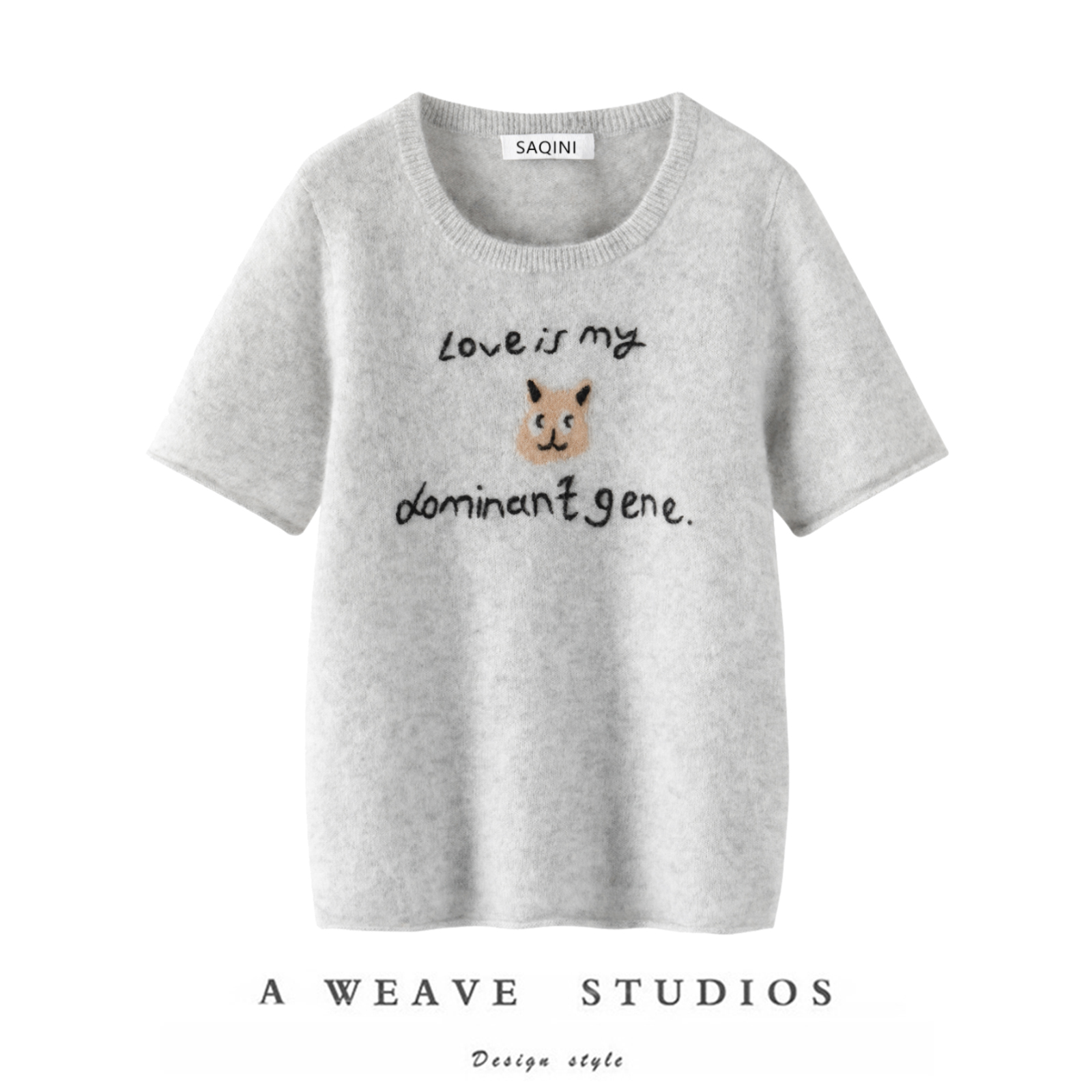 别致俏皮减龄~山羊绒白厂丝四季贯穿搭配 带走一只小猫咪手工刺绣