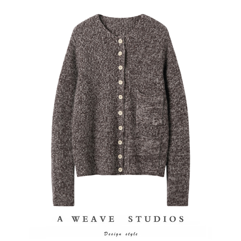 纯羊绒花纱拉针织开衫外套