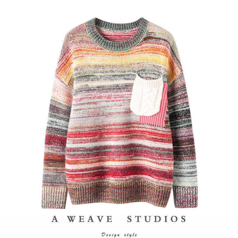 时尚jing典~100%山羊绒 俏皮减龄宽松显瘦口袋花纱羊绒衫针织衫