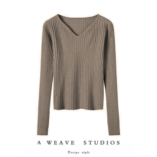 美丽无形！打底衫女高级感新款100纯山羊绒内搭v领针织衫上衣