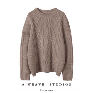 美到会发光！设计感小众100%纯山羊绒毛衣女秋冬季新款加厚慵懒风