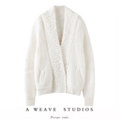 时尚 外套 女纯羊绒毛衣针织开衫 界风标 重磅加厚V领山羊绒开衫