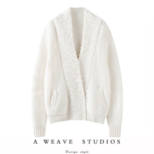 时尚界风标！重磅加厚V领山羊绒开衫女纯羊绒毛衣针织开衫外套