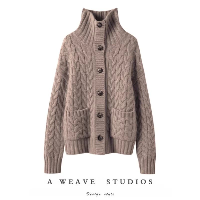 自穿优雅气质~100%山羊绒都市轻奢通勤麻花绞花立领开衫毛衣外套,女装/女士精品,羊绒衫,淘宝优惠券,粉丝福利购,淘宝优惠卷