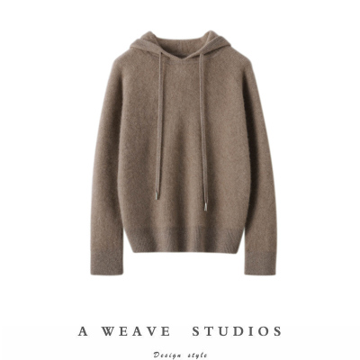 随性好穿敲爱！带帽羊绒衫女套头连帽羊绒卫衣慵懒针织打底帽衫