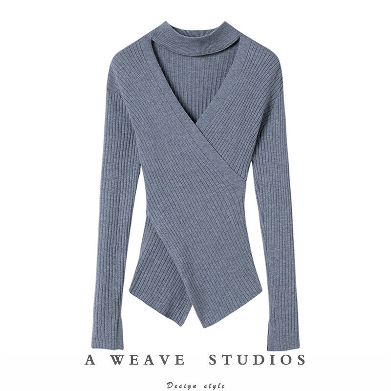 上身气质绝了~不规则交叉V领挂脖羊绒针织衫女修身纯羊绒打底衫,女装/女士精品,羊绒衫,淘宝优惠券,粉丝福利购,淘宝优惠卷