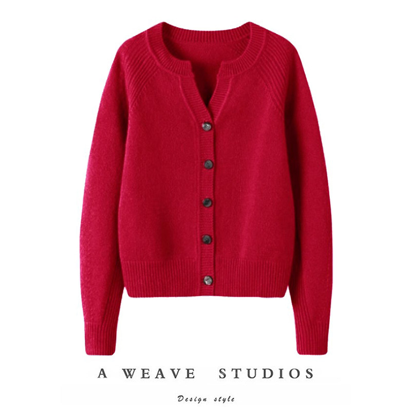 过冬不费力！加厚羊绒开衫女红色针织纯羊绒毛衣外套宽松秋冬,女装/女士精品,羊绒衫,淘宝优惠券,粉丝福利购,淘宝优惠卷