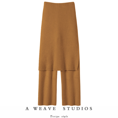 过分舒适！与生俱来的气质~大克重加厚羊绒裤子直筒阔腿裤假两件