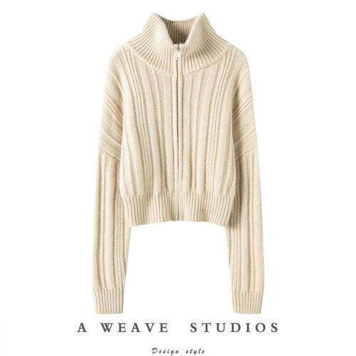 100纯羊绒拉链宽松百搭外套