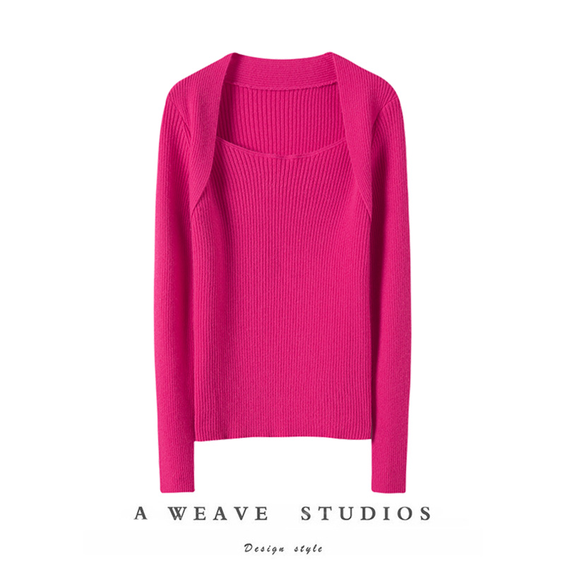 显瘦方圆领羊绒打底衫