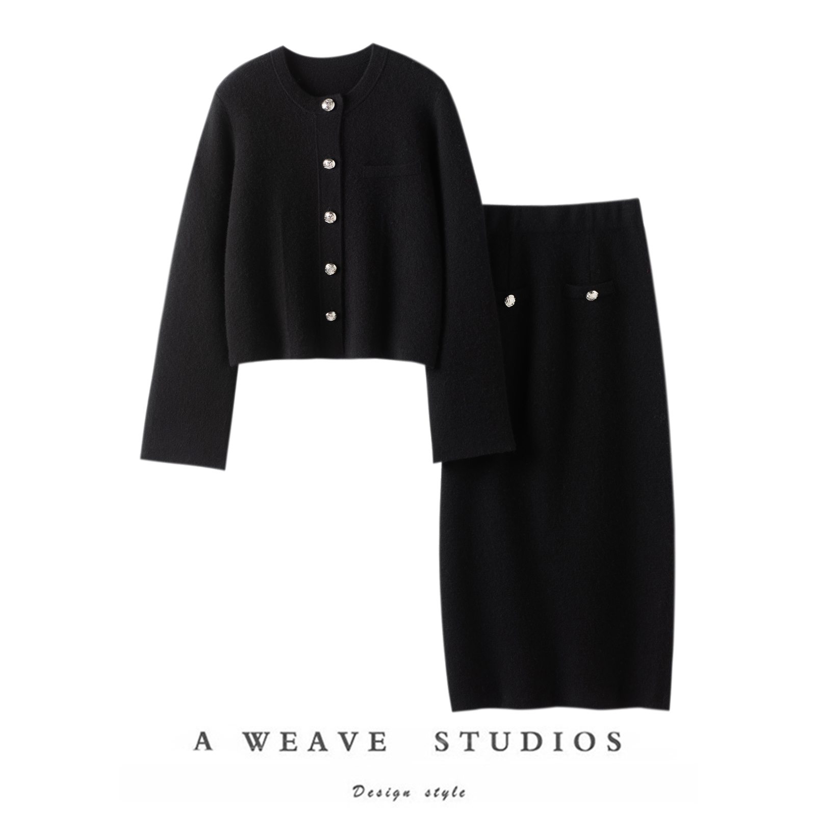 迫不及待想穿上！加厚100%纯山羊绒开衫女阔袖针织长款半身裙套装