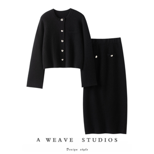 半身裙套装 迫不及待想穿上 针织长款 女阔袖 加厚100%纯山羊绒开衫