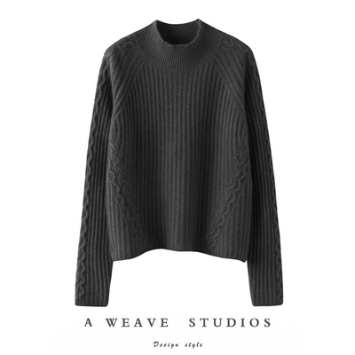 长袖半高领真的羊绒衫