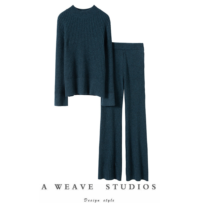 罕见半高领山羊绒针织套装