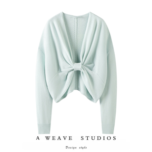 如此打动心扉!100%羊绒┋纯欲多巴胺 蝴蝶结形态针织罩衫毛衣