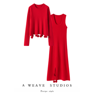 秋冬保暖针织连衣裙套装 美 女短款 100%纯山羊绒衫 爱不释手