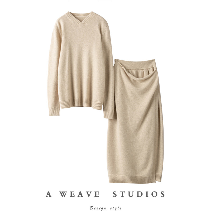 吸睛时髦喜欢它！加厚羊绒衫女圆领纯羊绒毛衣包身半裙两件套装,女装/女士精品,羊绒衫,淘宝优惠券,粉丝福利购,淘宝优惠卷