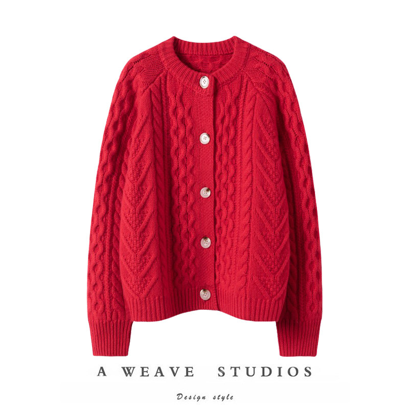 超重工加厚巨厚实纯山羊绒女开衫全身绞花圆领外套毛衣针织衫,女装/女士精品,羊绒衫,淘宝优惠券,粉丝福利购,淘宝优惠卷