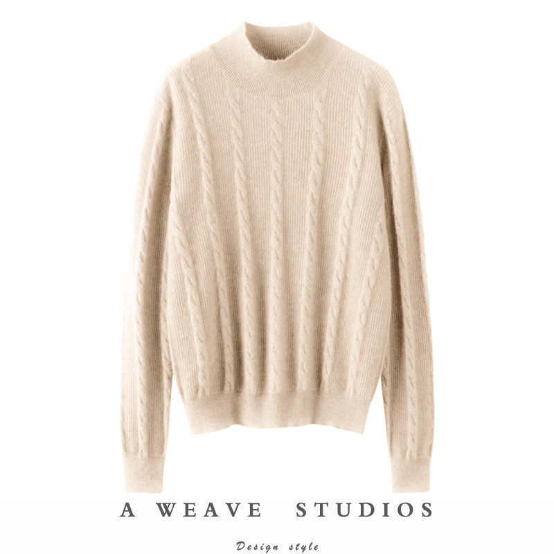 chao好穿的一件！100纯山羊绒衫女半高领秋冬小麻花针织打底毛衣,女装/女士精品,羊绒衫,淘宝优惠券,粉丝福利购,淘宝优惠卷