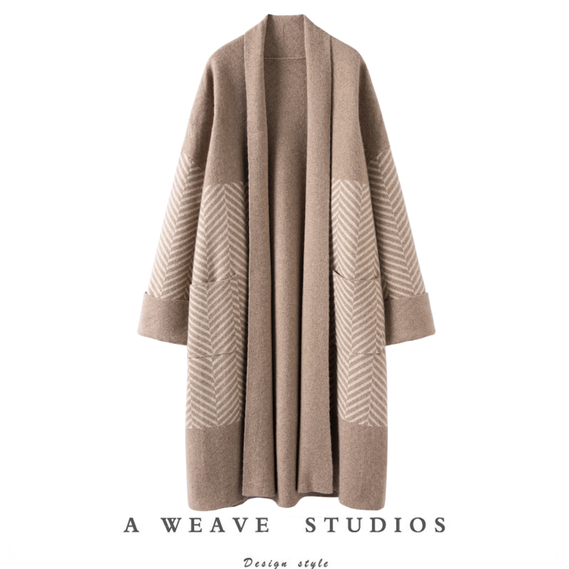 羊绒衫女大克重提花双面