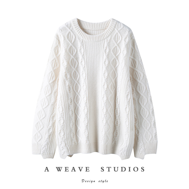 羊绒衫女圆领毛衣加厚宽松