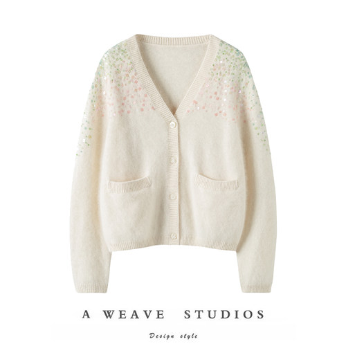 针织套女重工钉珠优雅羊绒高级感