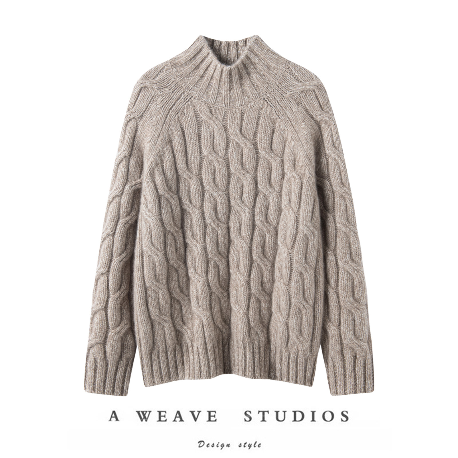 萨琪尼2025秋冬新款100%纯羊绒高领麻花套头衫针织衫高级感羊绒衫