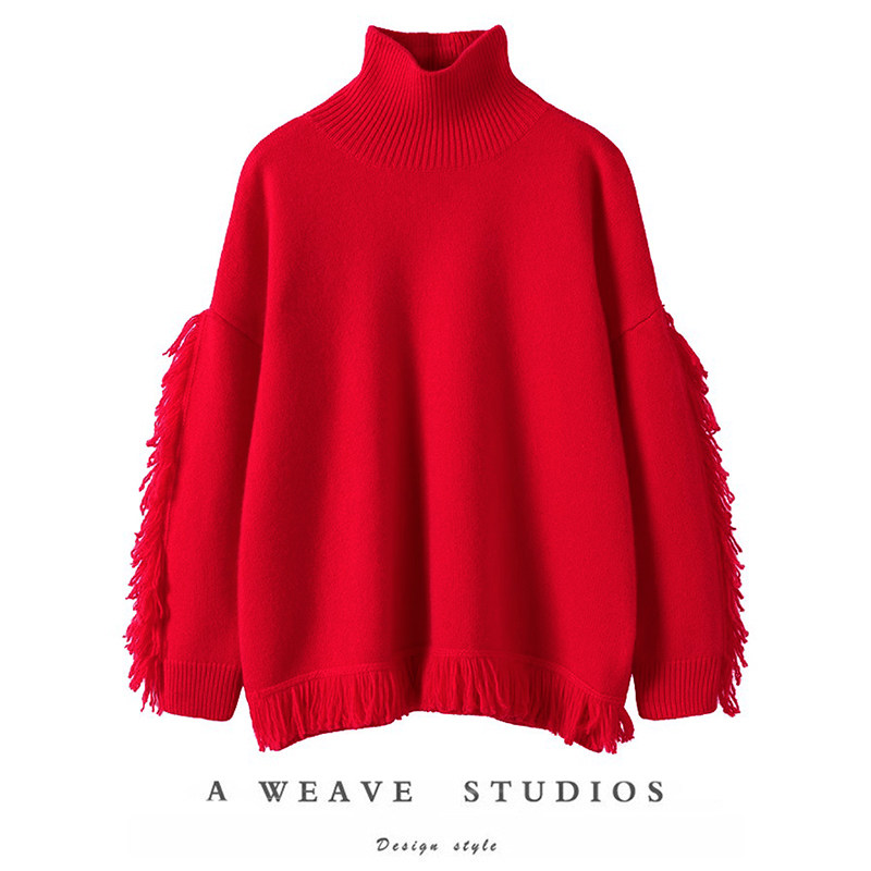 执着于版型~重磅加厚流苏高领羊绒衫女100%纯羊绒毛衣套头冬宽松,女装/女士精品,羊绒衫,淘宝优惠券,粉丝福利购,淘宝优惠卷