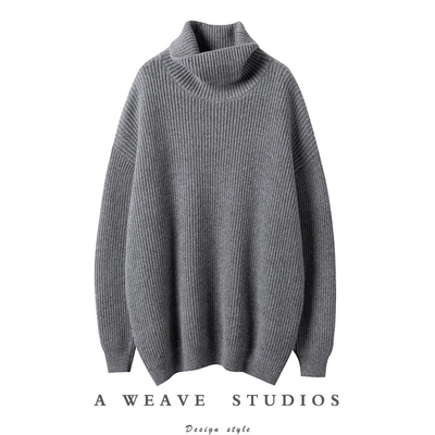 女高领纯羊绒毛衣中长款宽松