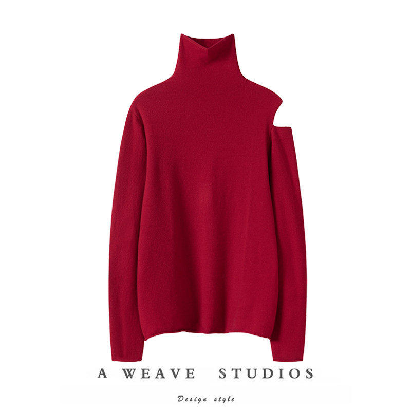 气质挡不住~单侧露肩高领羊绒衫女纯羊绒毛衣针织打底衫秋冬新款,女装/女士精品,羊绒衫,淘宝优惠券,粉丝福利购,淘宝优惠卷