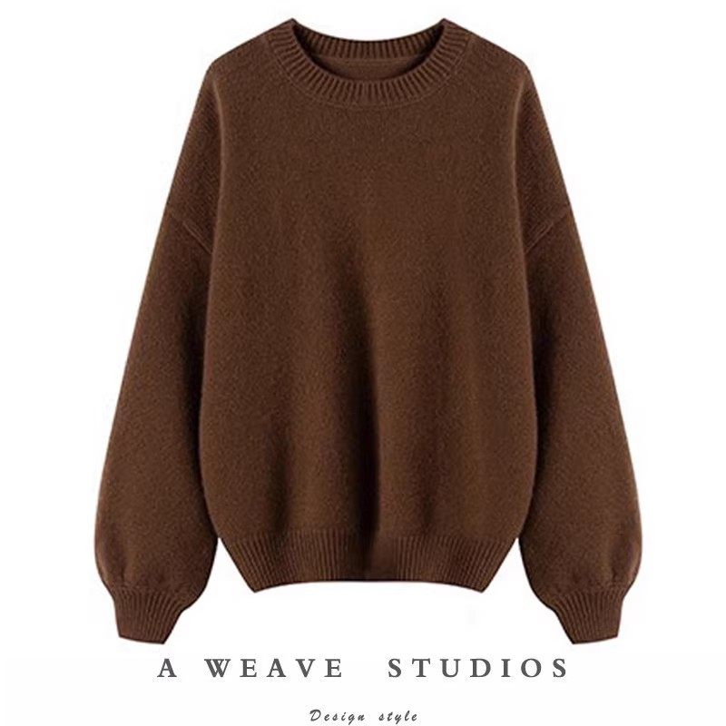 人人都爱！越穿越爱~美拉德灯笼袖圆领宽松羊绒衫女加厚针织毛衣,女装/女士精品,羊绒衫,淘宝优惠券,粉丝福利购,淘宝优惠卷