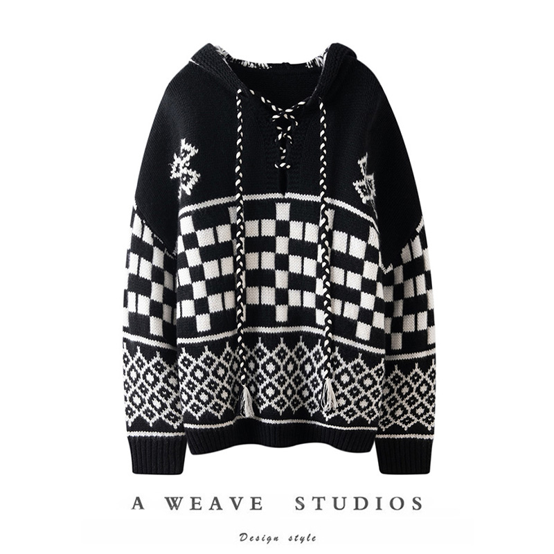 女巫帽羊绒衫女连帽纯羊绒