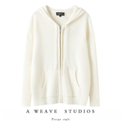 有调性 针织外套冬 女慵懒长袖 高贵感 加厚拉链连帽纯色羊绒开衫