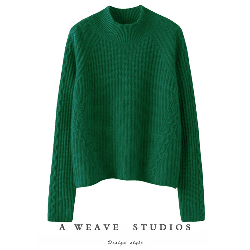 羊绒半高领宽松纯羊绒毛衣