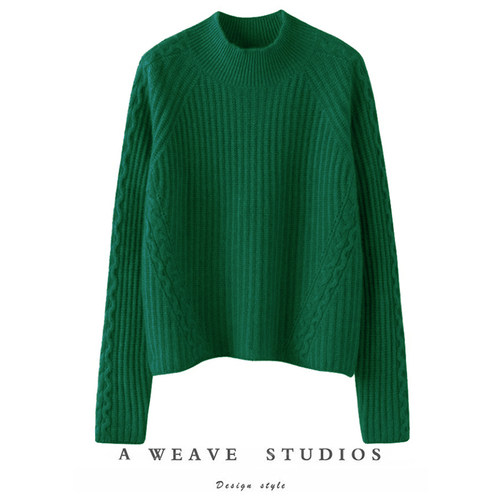 羊绒半高领宽松纯羊绒毛衣