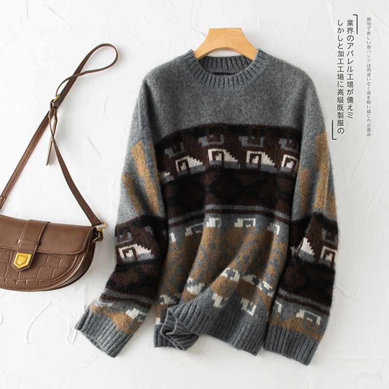 SAQINI 特种羊绒咩咩纱┋'北境雪夜'费尔岛提花针织毛衣/开衫