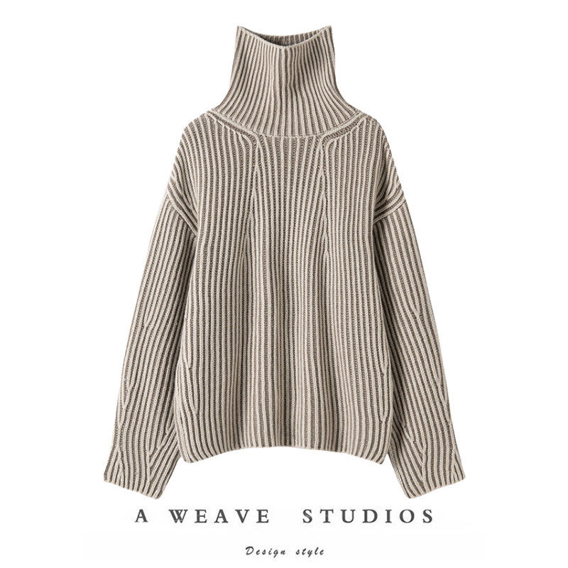 上身方知美！新款慵懒风撞色线设计感高领毛衣100%羊绒针织衫女冬,女装/女士精品,羊绒衫,淘宝优惠券,粉丝福利购,淘宝优惠卷