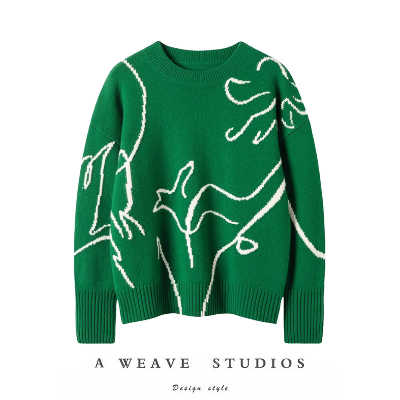 龙年限定！100%羊绒绿色毛衣女2025新款圆领长袖上衣,女装/女士精品,羊绒衫,淘宝优惠券,粉丝福利购,淘宝优惠卷